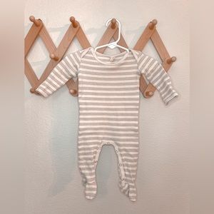 Quincy Mae Oatmeal Striped Footie